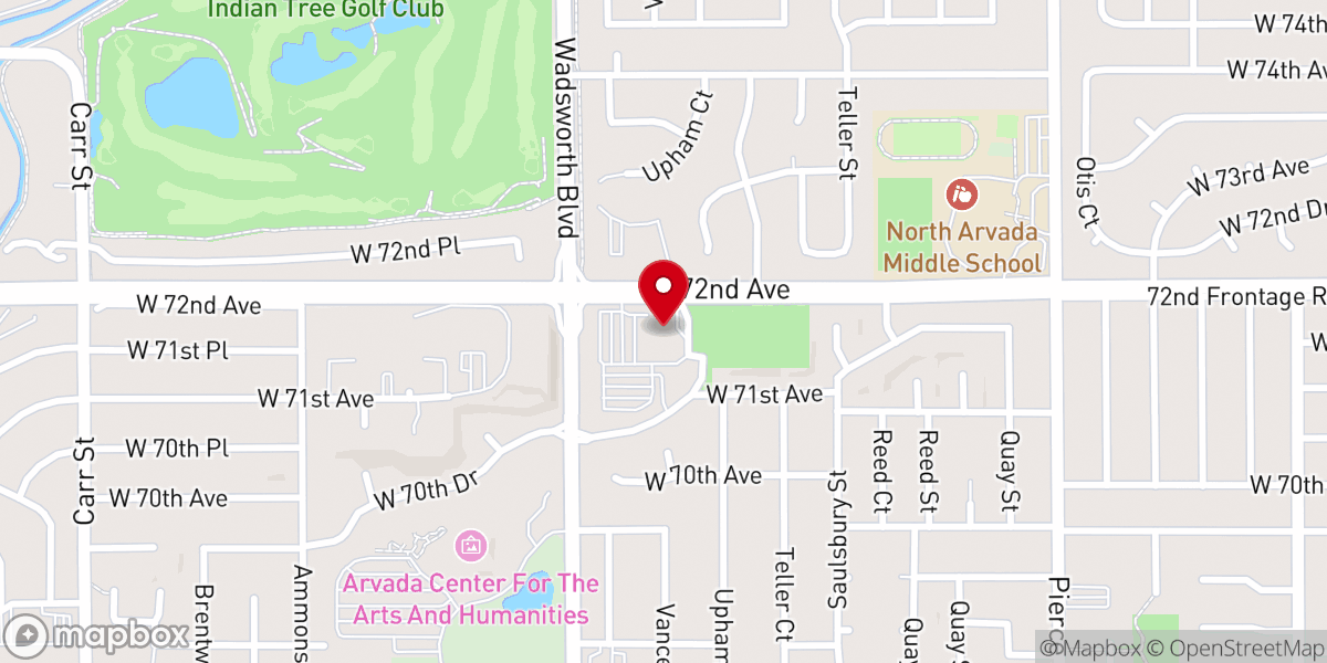 Map showing location of Red Rocks Church- Arvada Campus