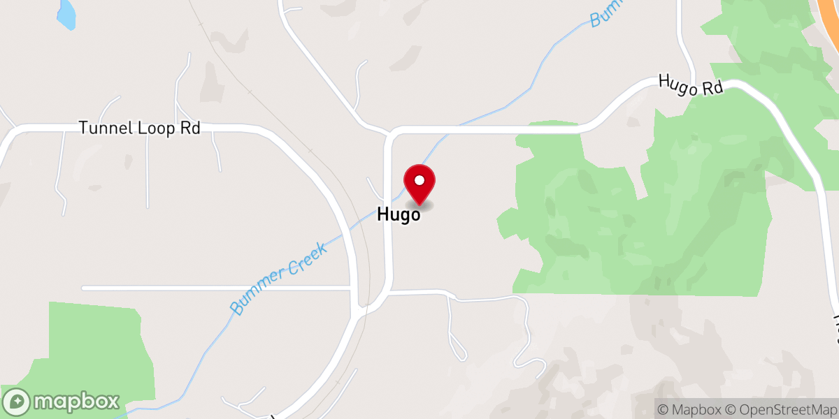 Map showing location of Hugo Community Church