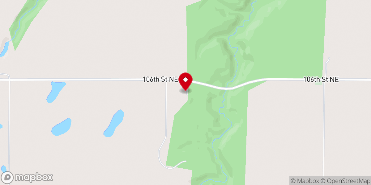 Map showing location of Big Pembina Lutheran Church
