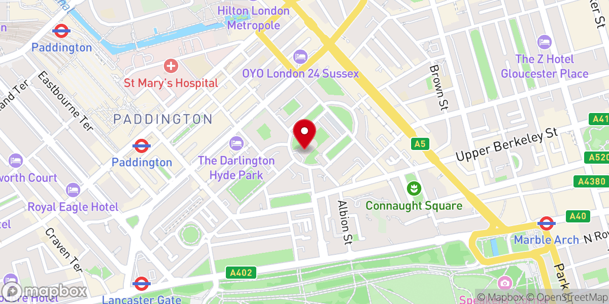 Map showing location of St John's Church, Hyde Park