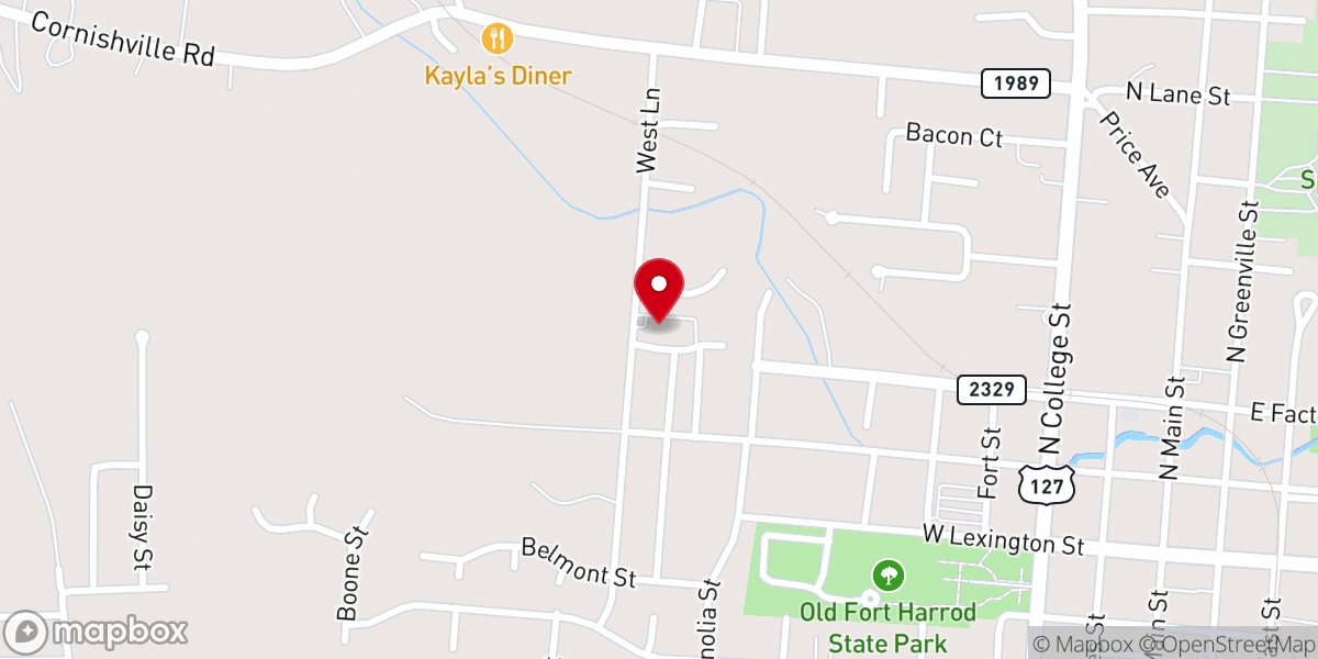 Map showing location of Centennial Baptist Church