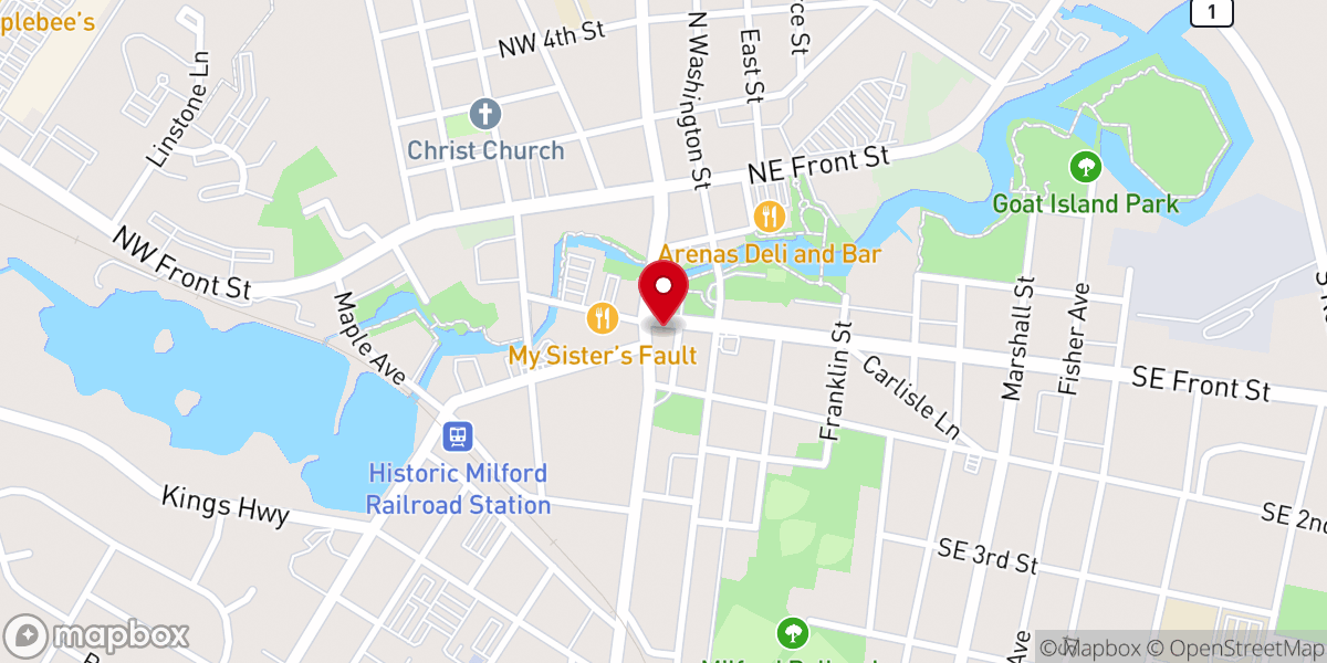 Map showing location of First Presbyterian Church - Milford Delaware