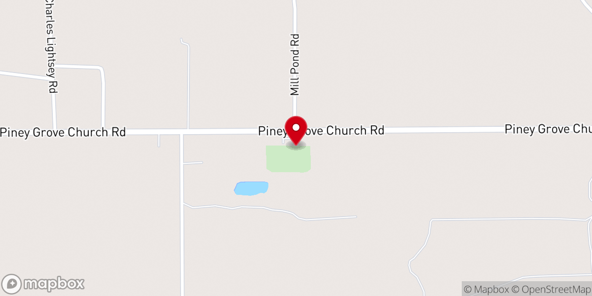 Map showing location of Piney Grove Freewill Baptist