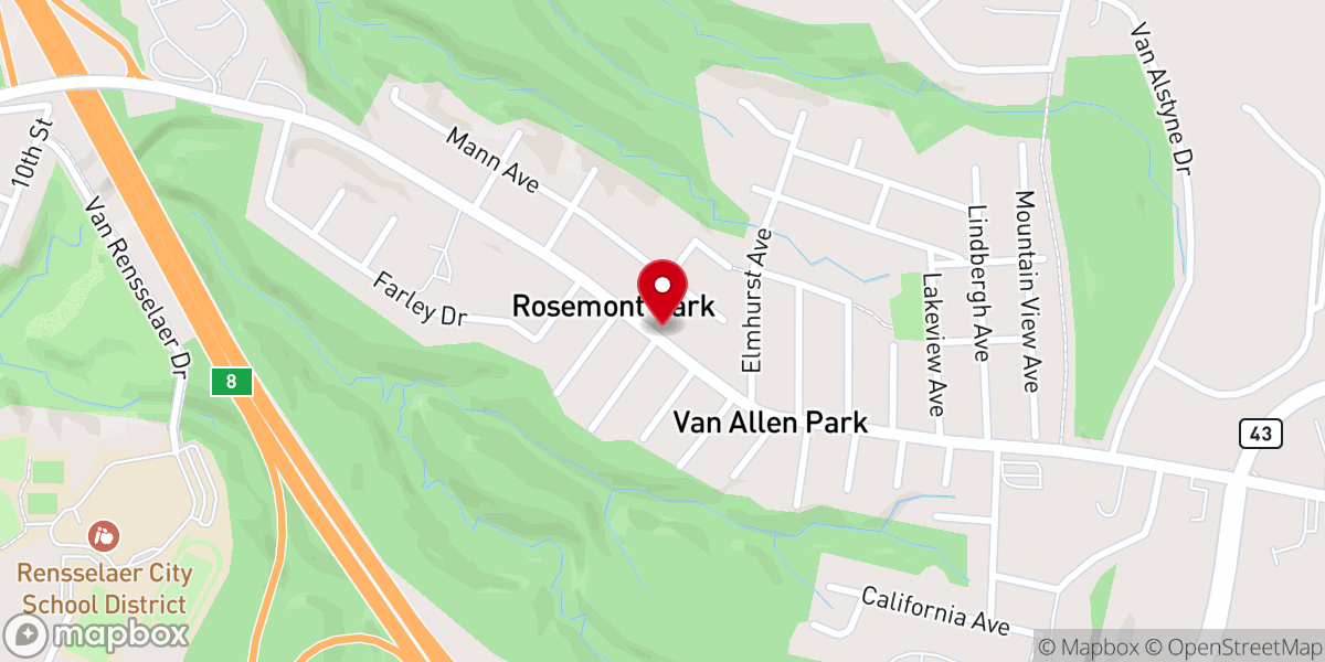 Map showing location of First Baptist Church of Rensselaer