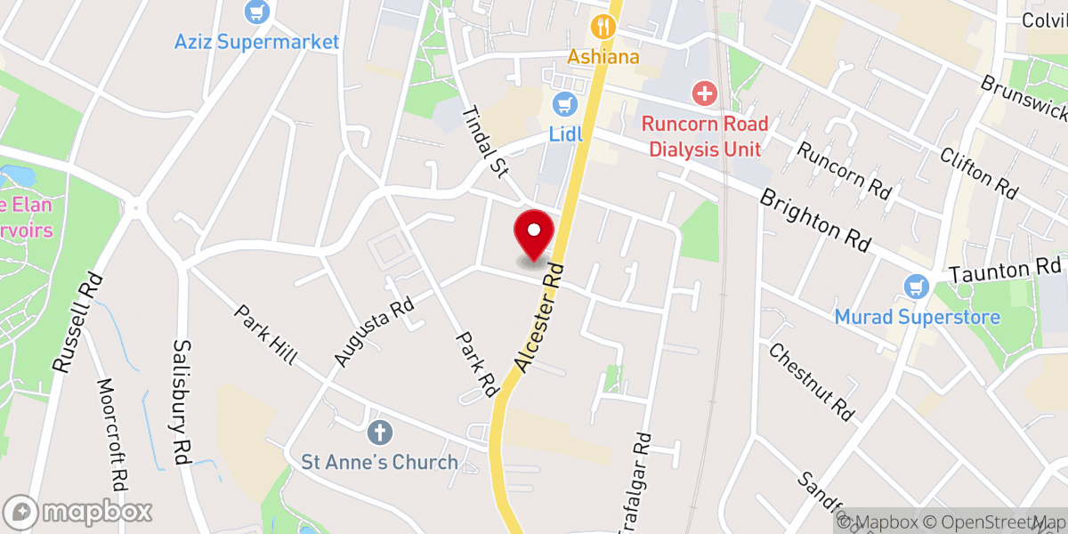 Map showing location of Riverside Church Birmingham