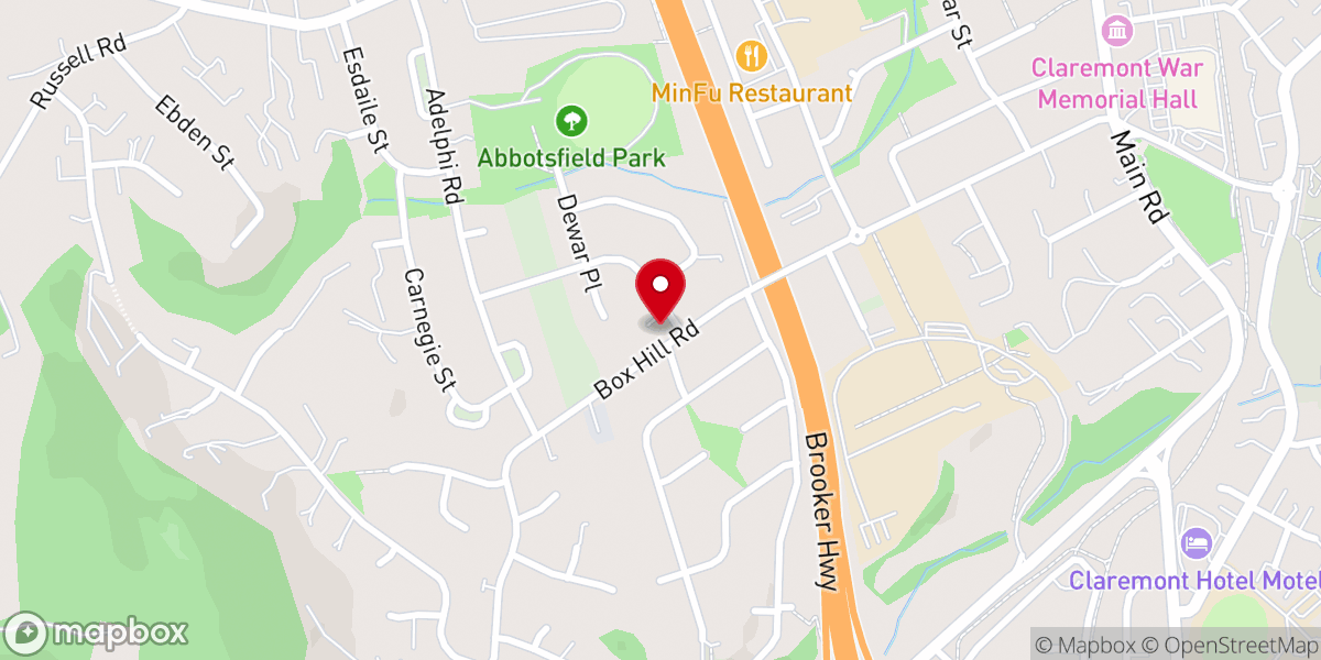 Map showing location of Claremont Baptist Church