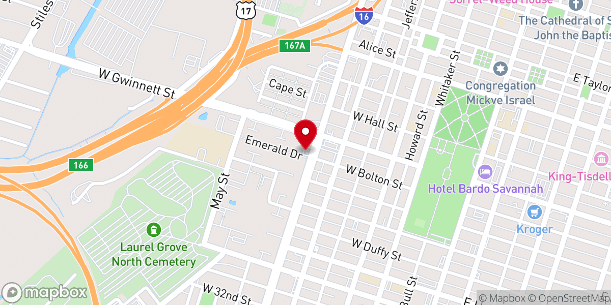 Map showing location of Bolton Street Baptist Church