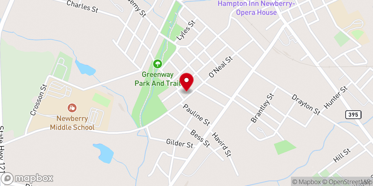 Map showing location of O'Neal Street United Methodist Church