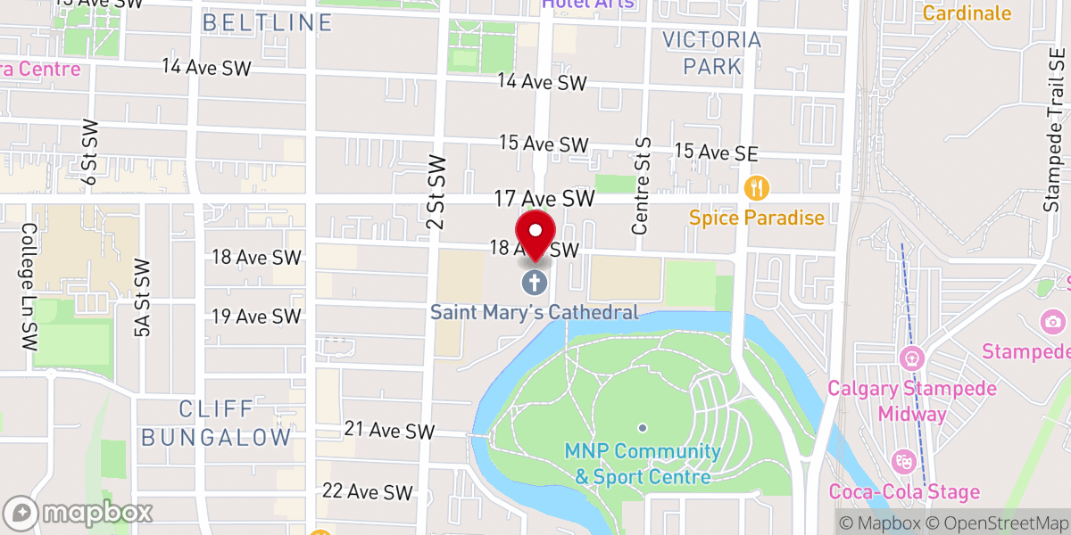 Map showing location of St. Mary's Cathedral