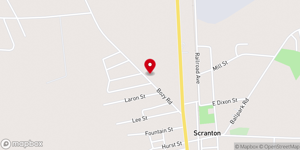 Map showing location of Shady Grove Baptist Church