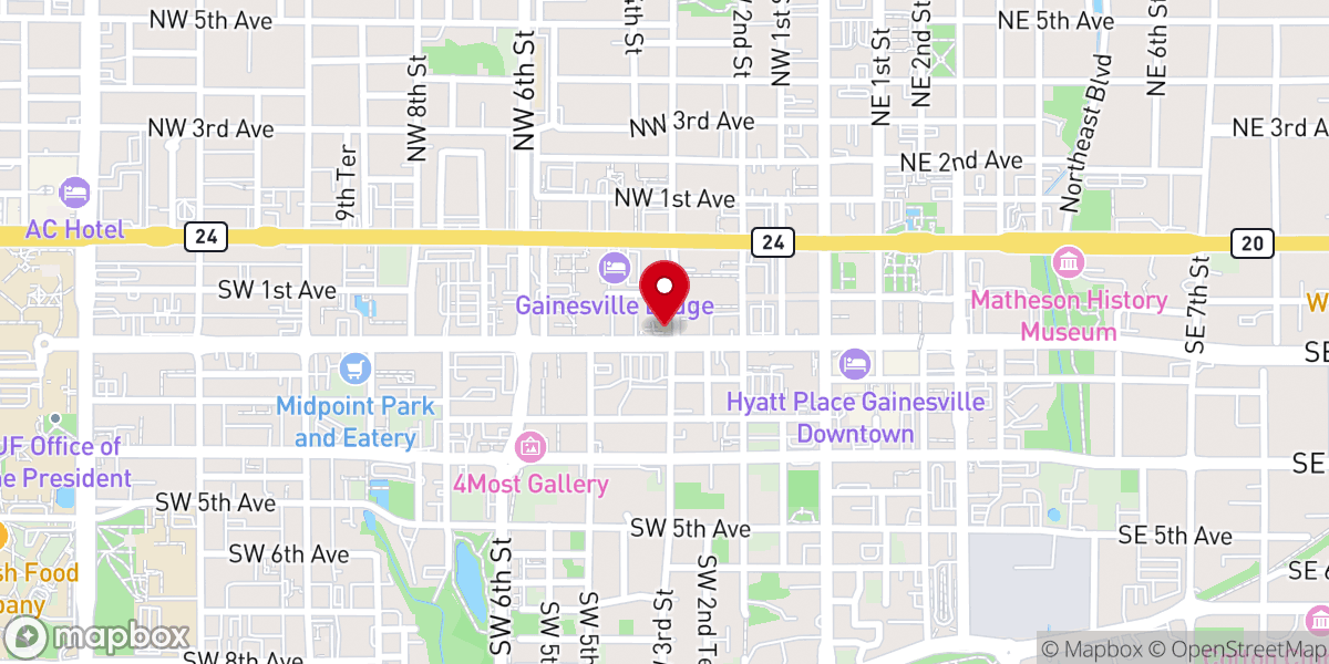 Map showing location of First Presbyterian Church