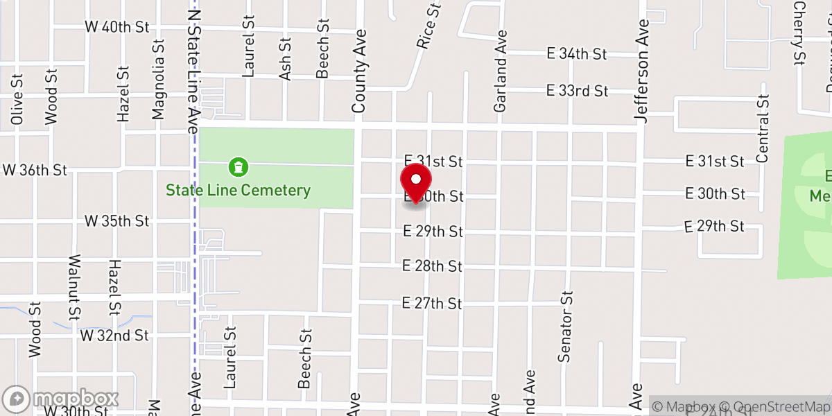 Map showing location of Hickory Street Baptist Church