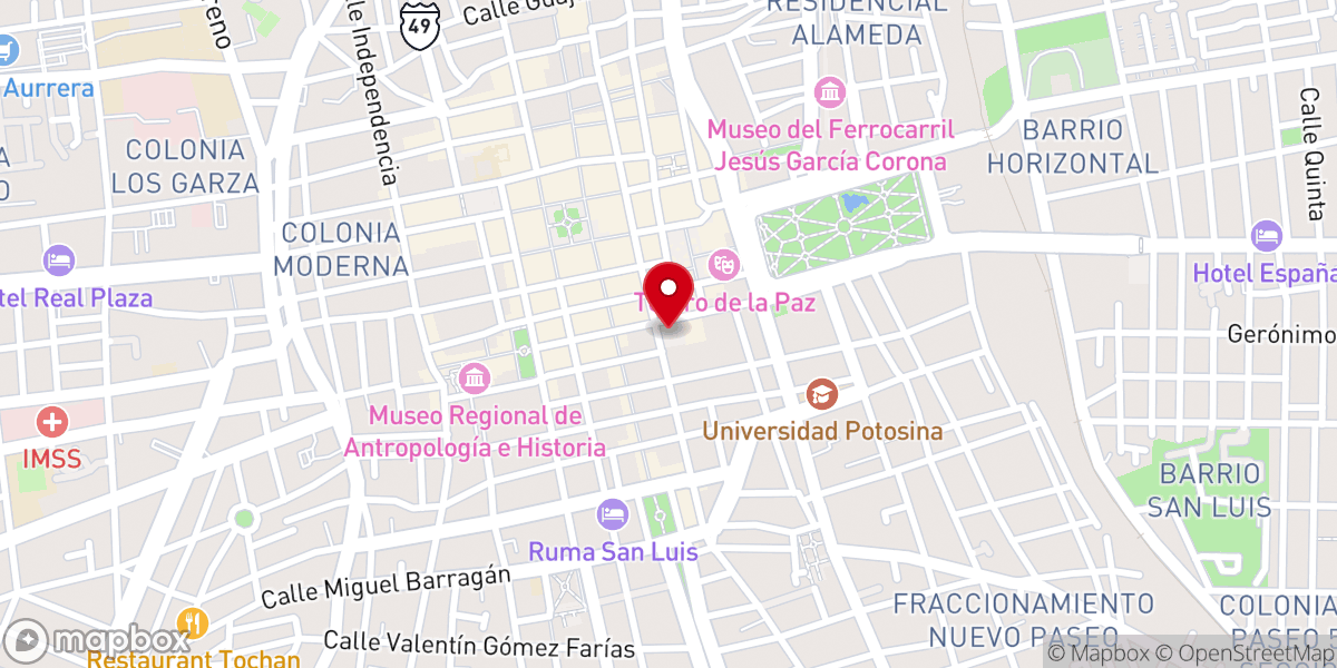 Map showing location of Templo de San Agustín