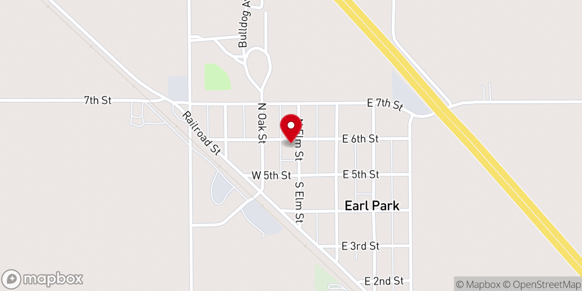 Map showing location of Earl Park Presbyterian Church