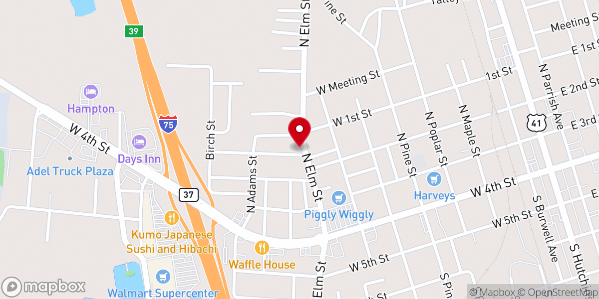 Map showing location of Piney Grove Missionary Baptist