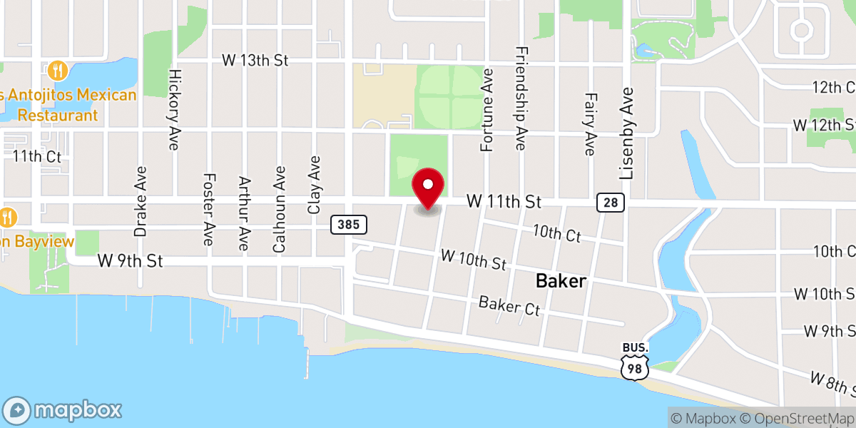 Map showing location of Victory Baptist Church