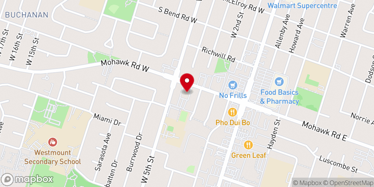 Map showing location of Hamilton Korean Presbyterian Church