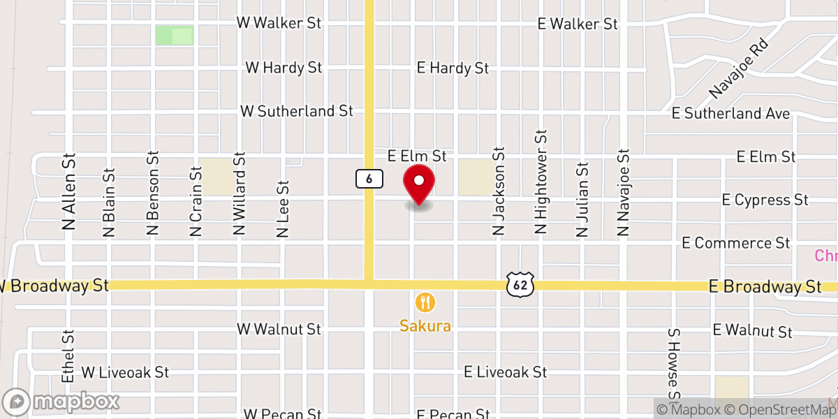 Map showing location of First Presbyterian Church