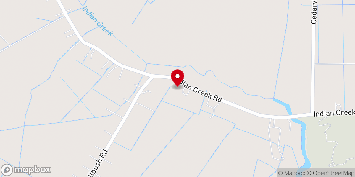 Map showing location of Indian Creek Baptist Church