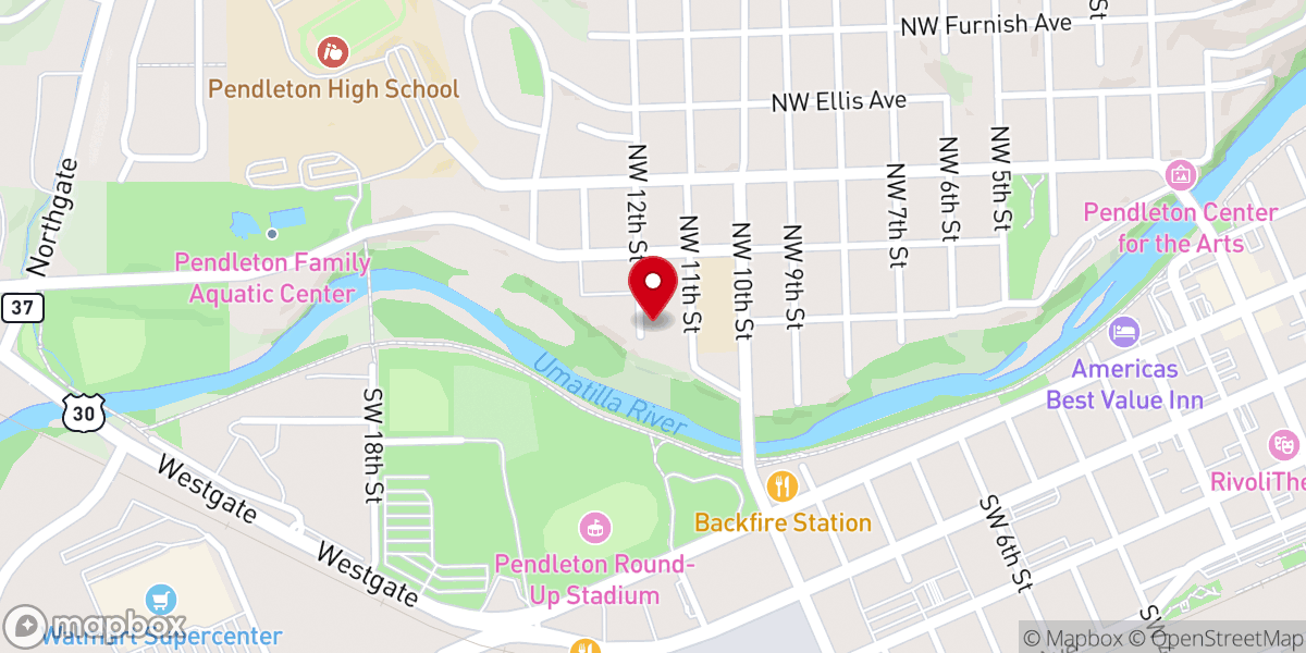 Map showing location of Oregon Trail Church of Christ