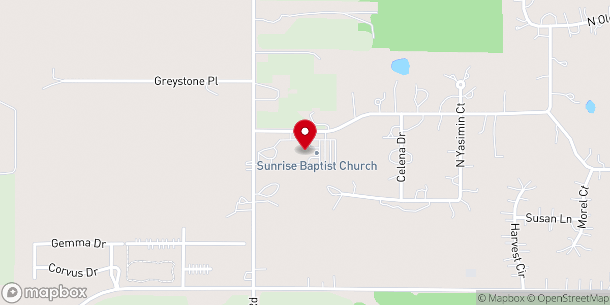 Map showing location of Sunrise Baptist Church
