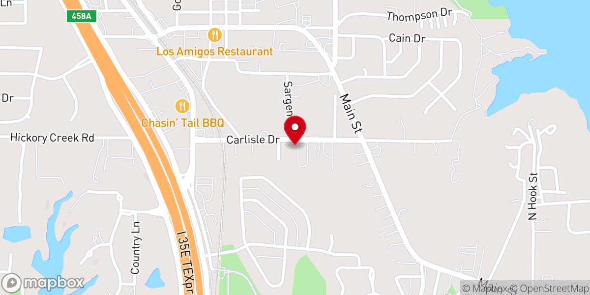 Map showing location of Lake Dallas Church of Christ