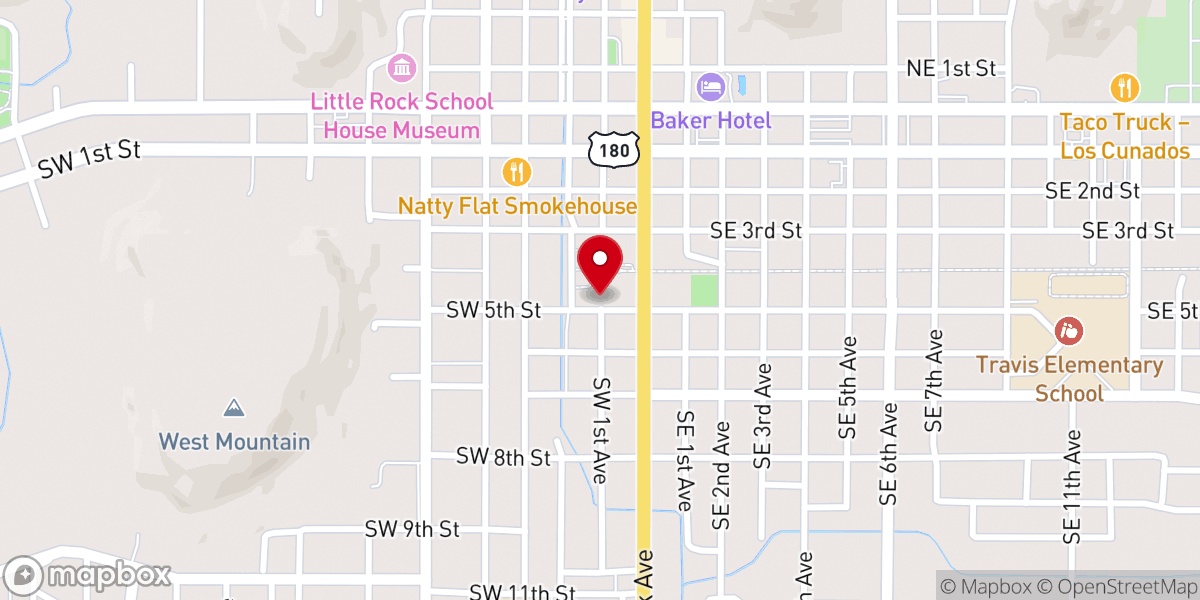 Map showing location of Mineral Wells Center of Life