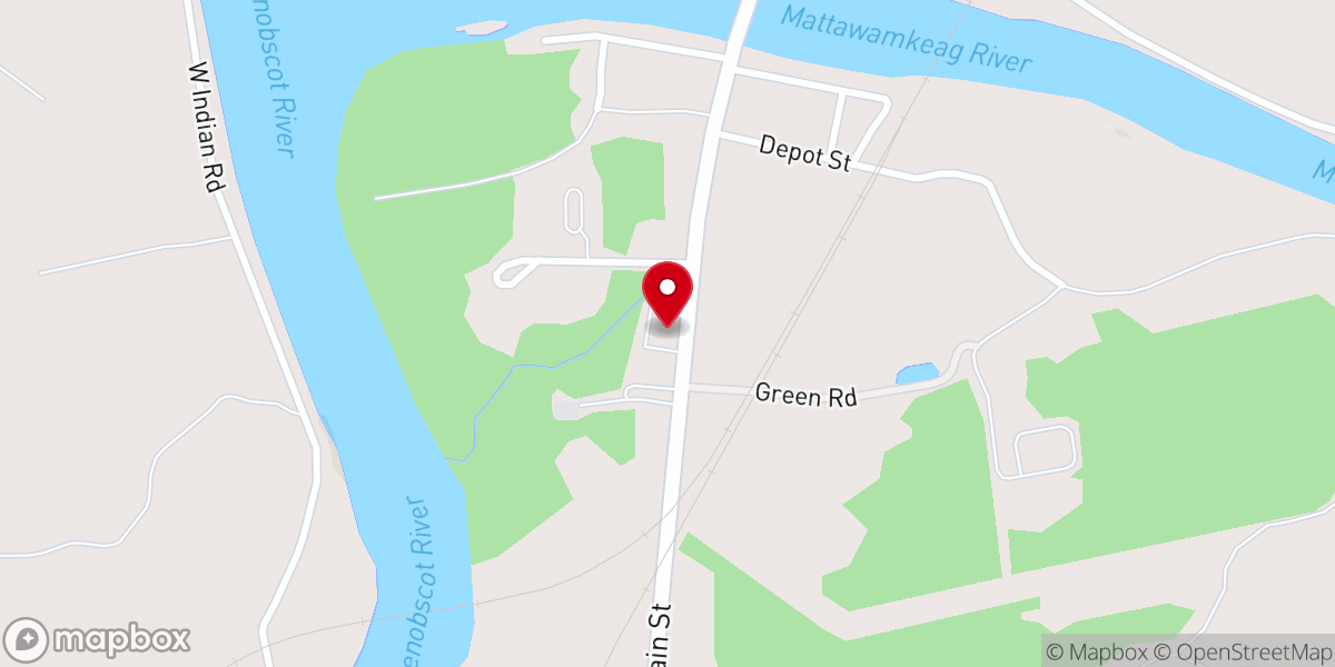 Map showing location of Mattawamkeag Church of God