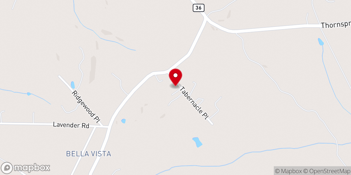 Map showing location of Back Creek Tabernacle