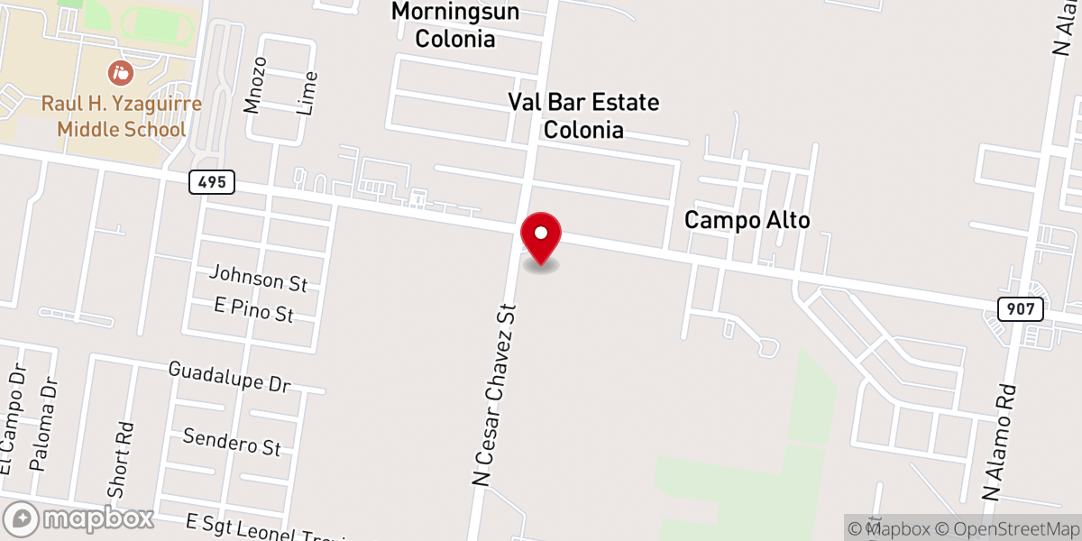 Map showing location of Iglesia Adventista del Séptimo dia Alamo Tx