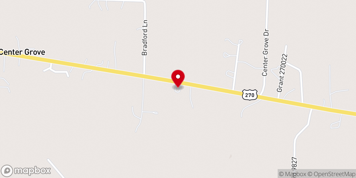 Map showing location of Center Grove church