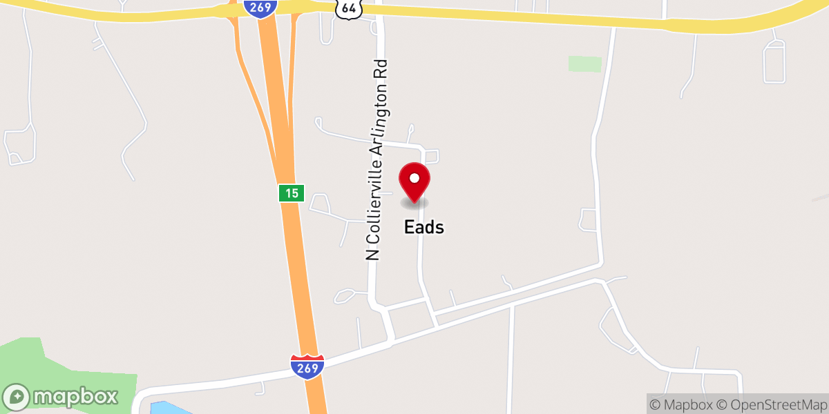 Map showing location of Eads United Methodist Church