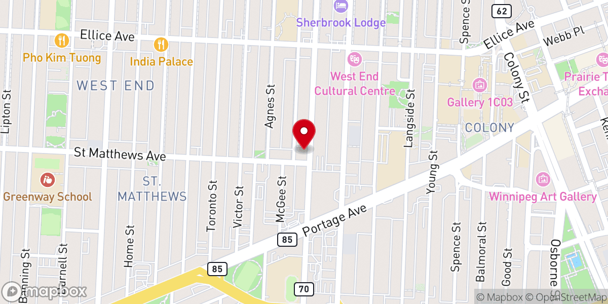 Map showing location of St. Matthew's Anglican Church