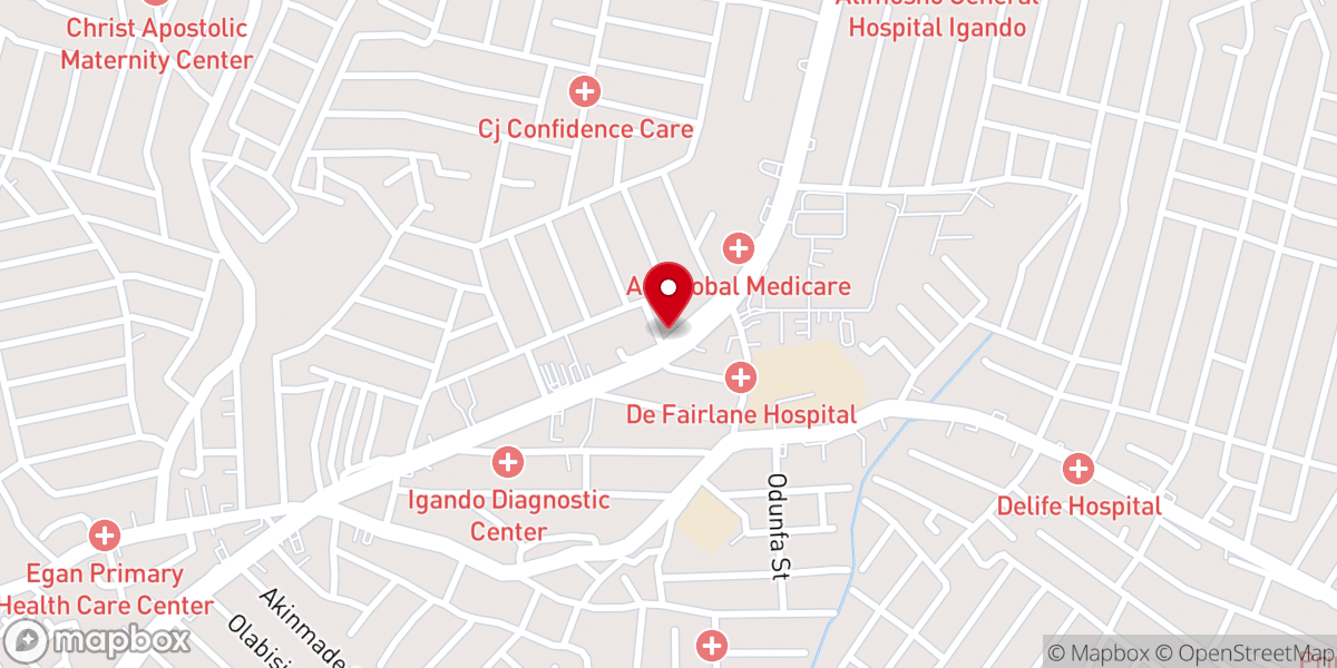 Map showing location of The Redeemed Christian Church of God Abundant Rain Assembly
