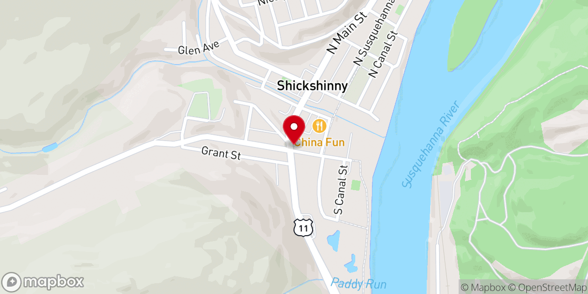 Map showing location of Shickshinny First United Methodist Church