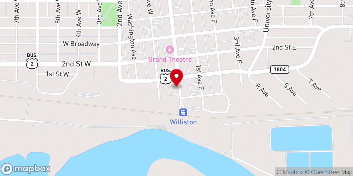 Map showing location of Williston Salvation Army Food Pantry