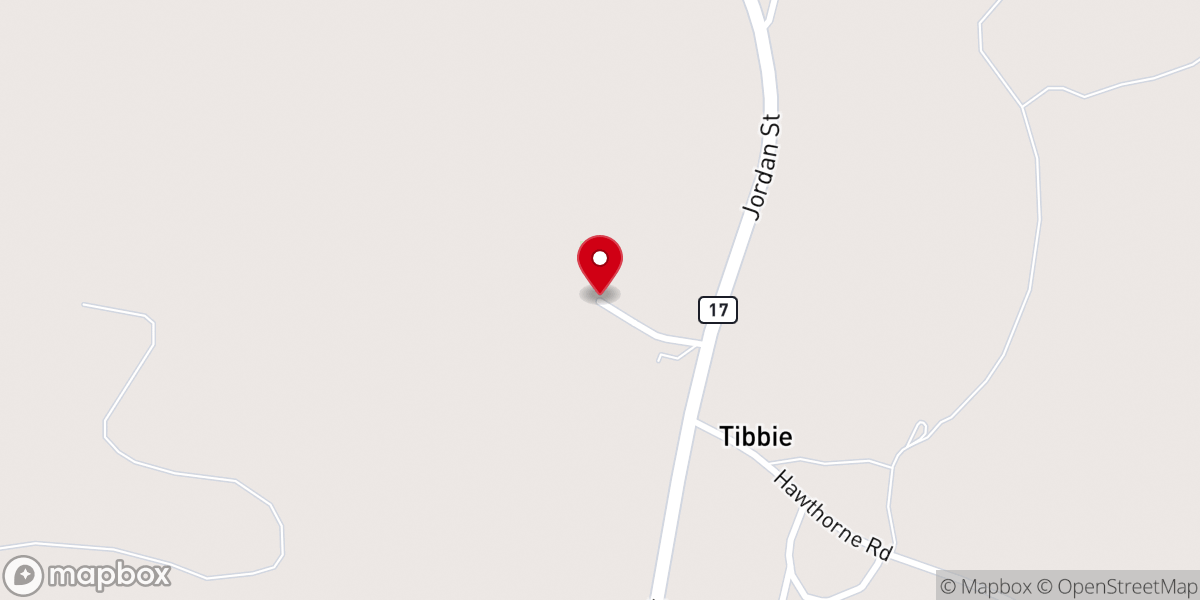 Map showing location of Tibbie Baptist Church