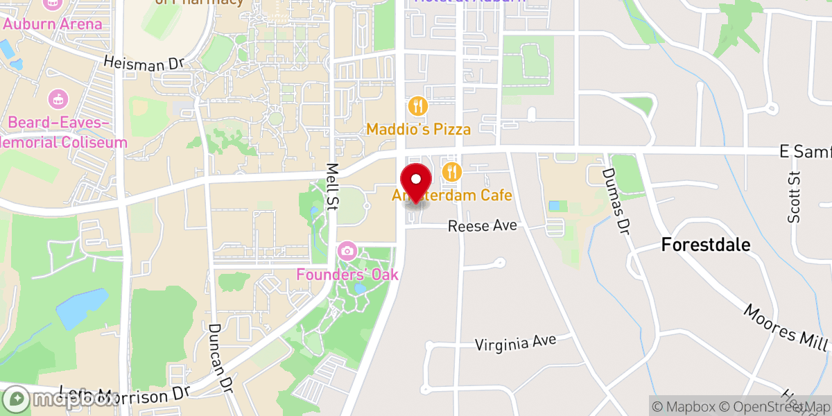 Map showing location of Auburn Christian Student Center