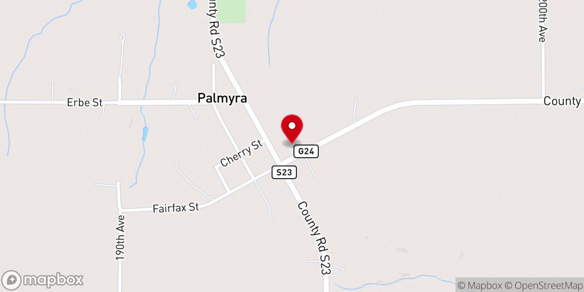 Map showing location of Palmyra Methodist Episcopal Church