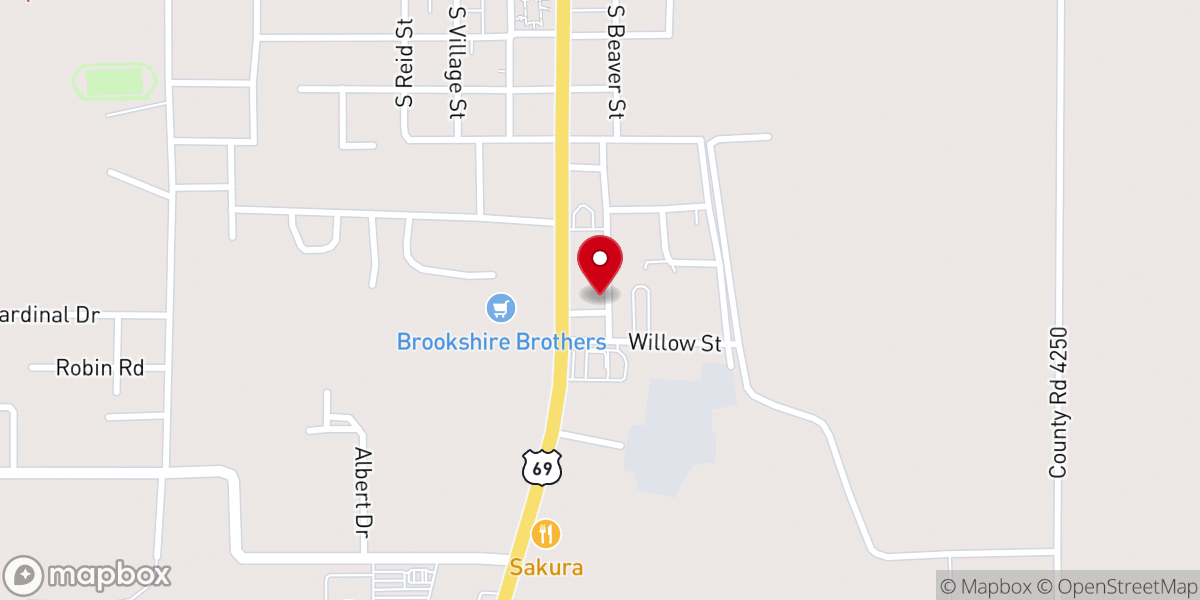Map showing location of Woodville Gospel Church