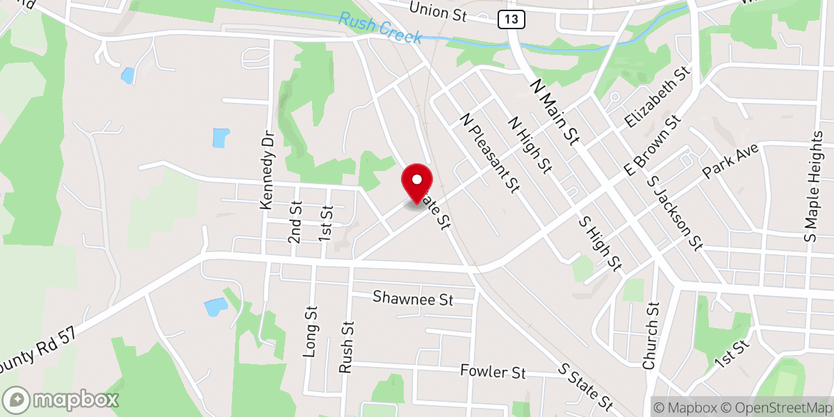 Map showing location of New Lexington Bible Church