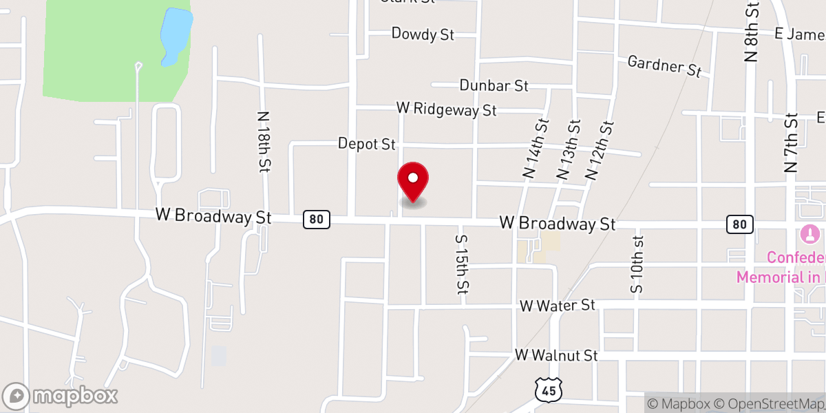 Map showing location of Trinity New Hope Chirstian Church