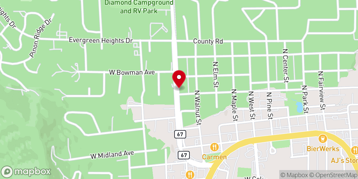 Map showing location of Highland Bible Church