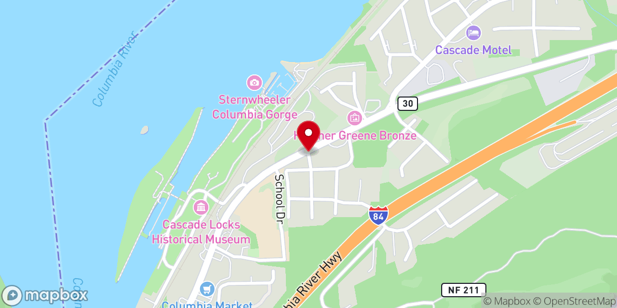 Map showing location of Cascade Locks Community Church