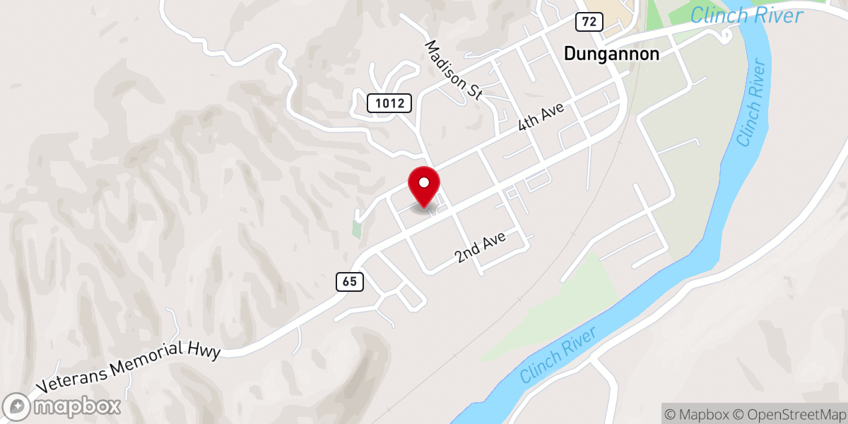 Map showing location of First Baptist Church of Dungannon