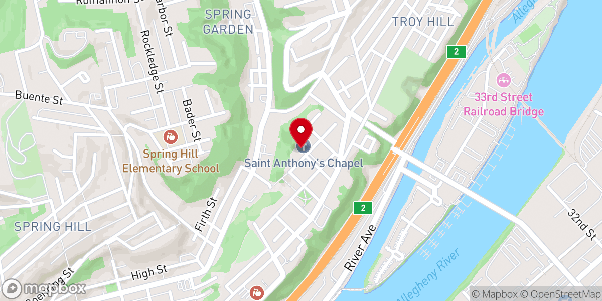 Map showing location of Most Holy Name of Jesus Rectory