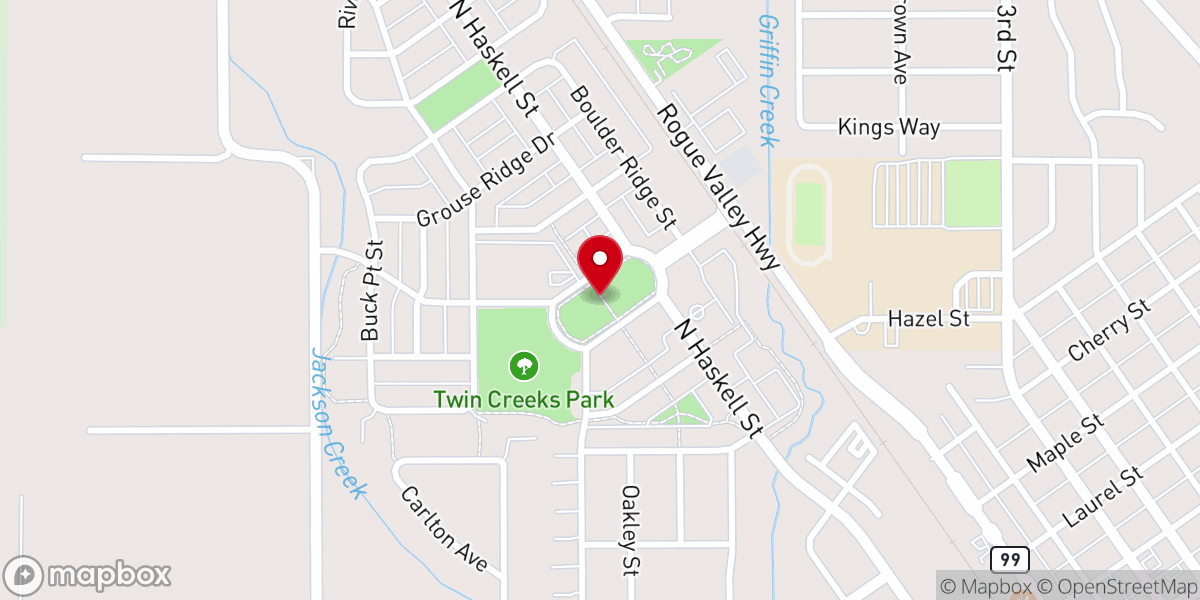 Map showing location of Twin Creeks Park