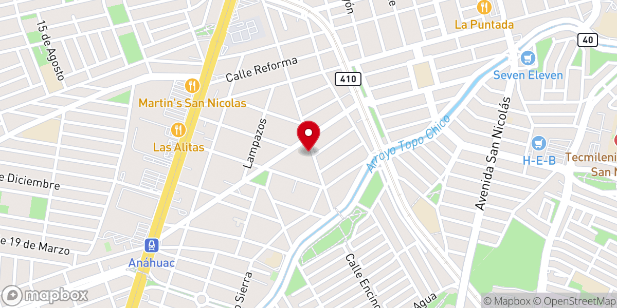 Map showing location of Primera Iglesia Bautista Maranatha San Nicolás de los Garza