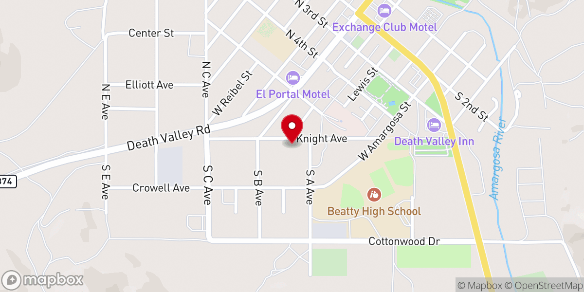 Map showing location of Beatty Community Church