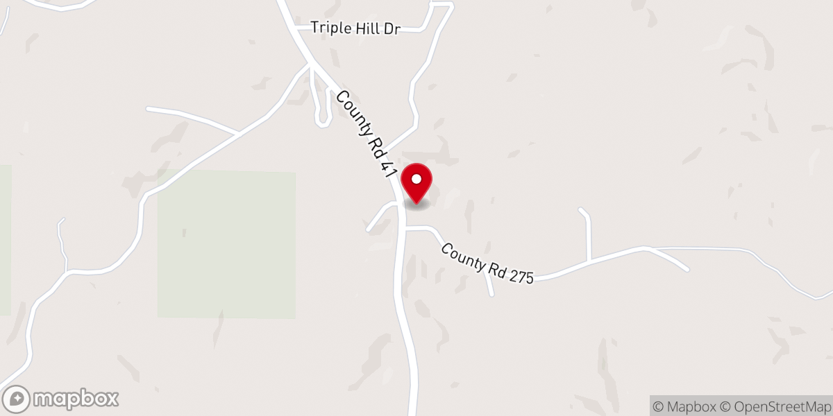 Map showing location of Piney Ridge Church